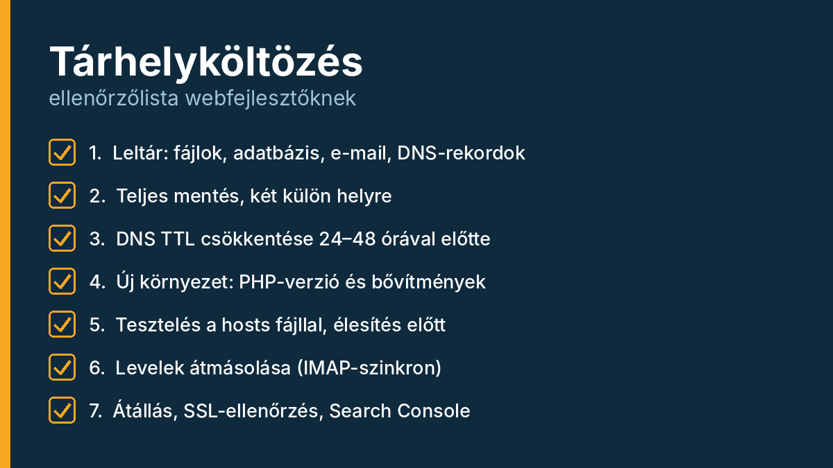 Tárhelyköltözés leállás nélkül: egy webfejlesztő ellenőrzőlistája